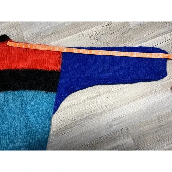 Vintage Color Block Mohair Sweater Royal Mile Edinburgh Hand Knit‎ Neva McIntosh